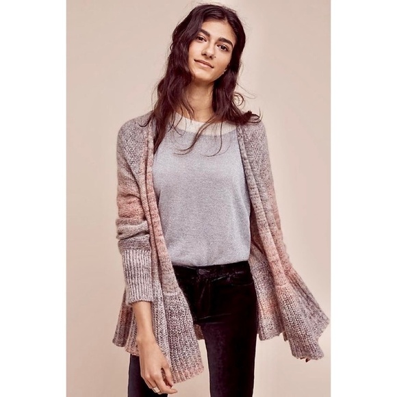 Anthropologie KNITTED & KNOTTED Cody Open Cardigan Peplum Mohair Wool Small - Picture 1 of 14